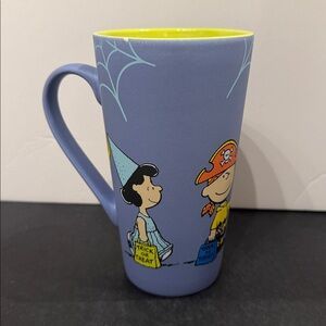 Peanuts Charlie Brown Sally Linus Lucy Halloween coffee mug 6" purple blue NEW